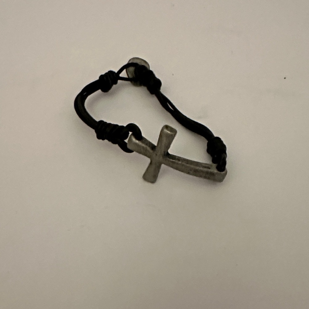 INC International Concepts Black Cord Bracelet with Silver Cross